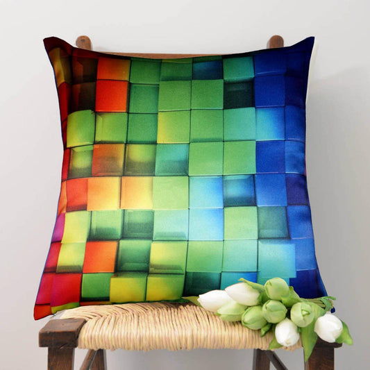 Lushomes Printed Cube Cushion Cover16 x 16 inches Single pc