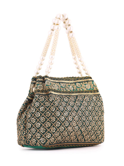 Priyaasi Dark Green Gold Designary Polti Bag