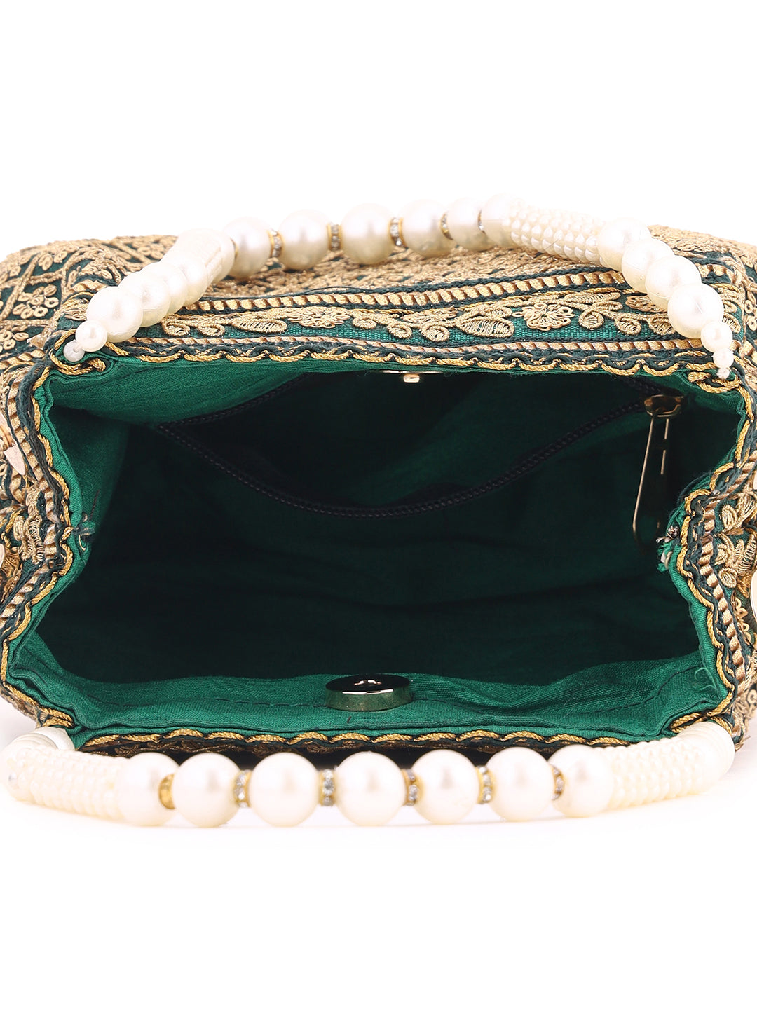 Priyaasi Dark Green Gold Designary Polti Bag