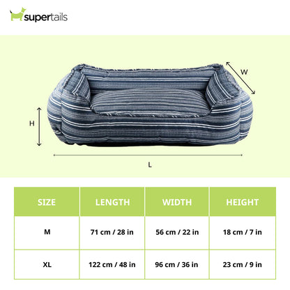 Pawpourri Striped Cuddler Bed for Dogs Blue Stripe