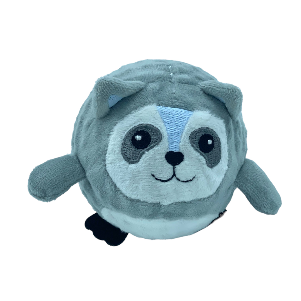 Talking Dog Club Raccoon Happy Bouncer Plush Ball Toy for Dogs Grey