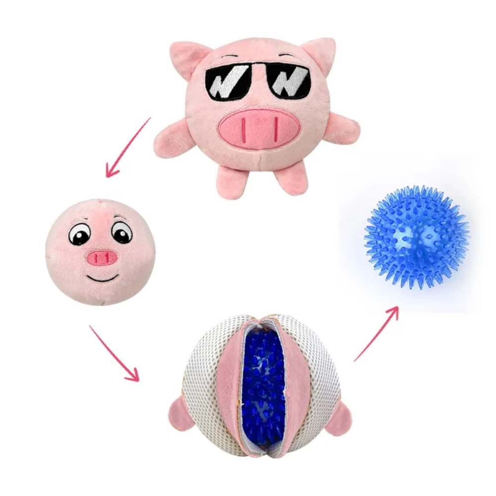 Talking Dog Club Pop A Pig Bouncy Plush Toy for Dogs Pink