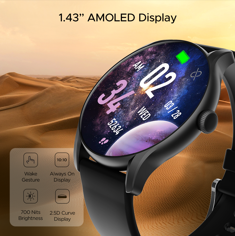 boAt Primia Ace  Smartwatch with 1.43 3.63cm Amoled Display BT Calling 100 Sports Modes Up to 10 Days Battery