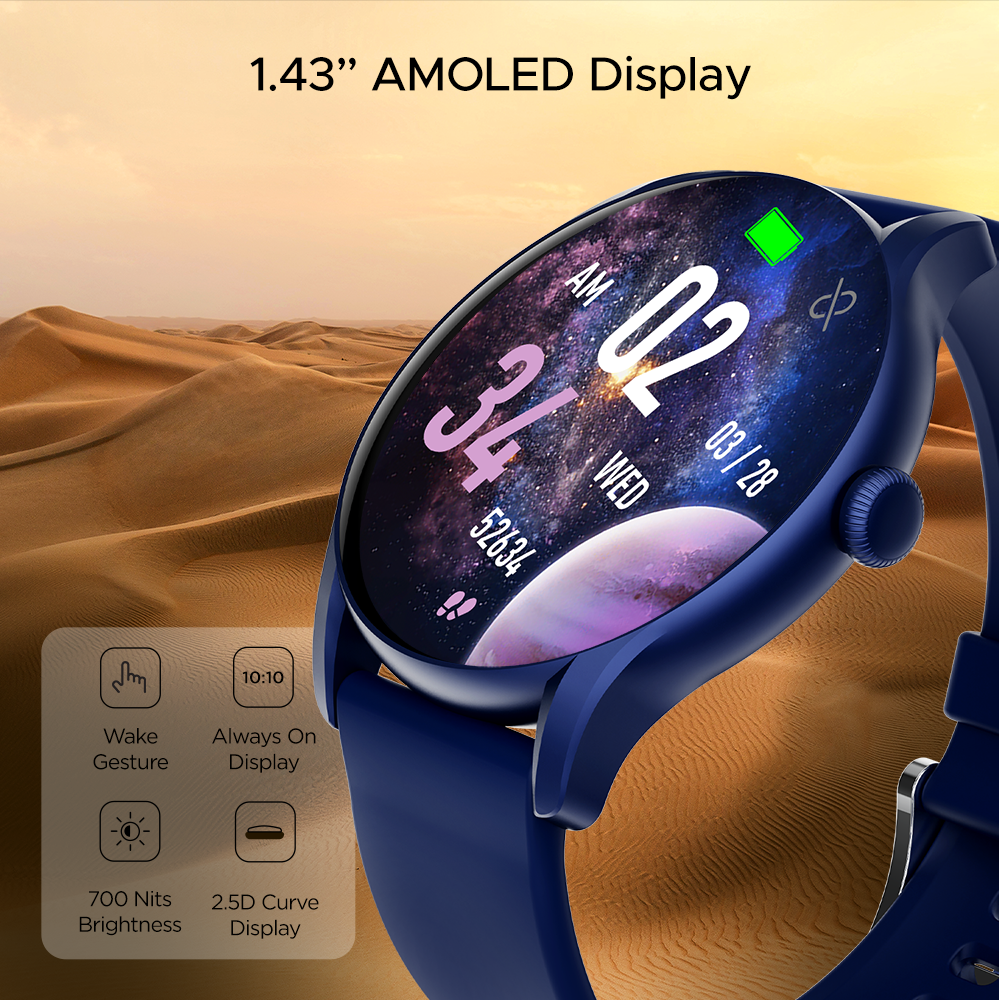 boAt Primia Ace  Smartwatch with 1.43 3.63cm Amoled Display BT Calling 100 Sports Modes Up to 10 Days Battery