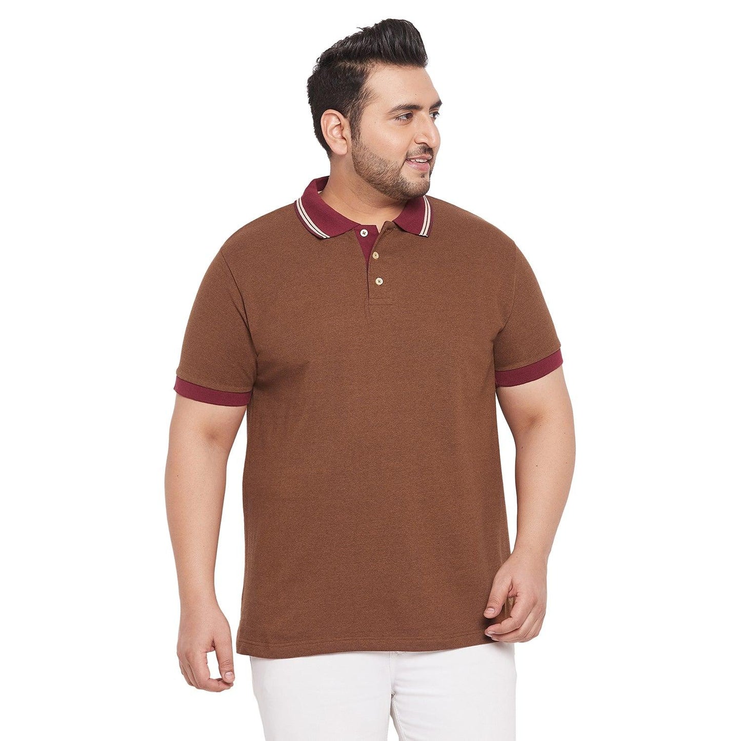 Men Plus Size Rampa Solid Polo Tshirt