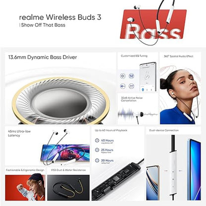 Realme Buds Wireless 3 In Ear Bluetooth Earphones with 30dB ANC