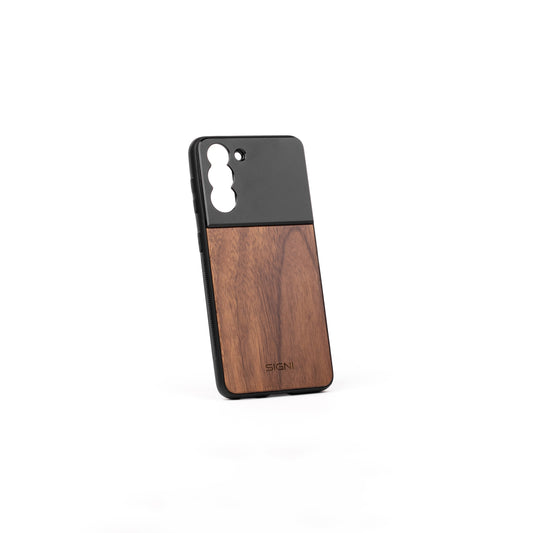 SKYVIK SIGNI One Plastic  Walnut Wood Mobile Lens case Black and Brown Samsung S21