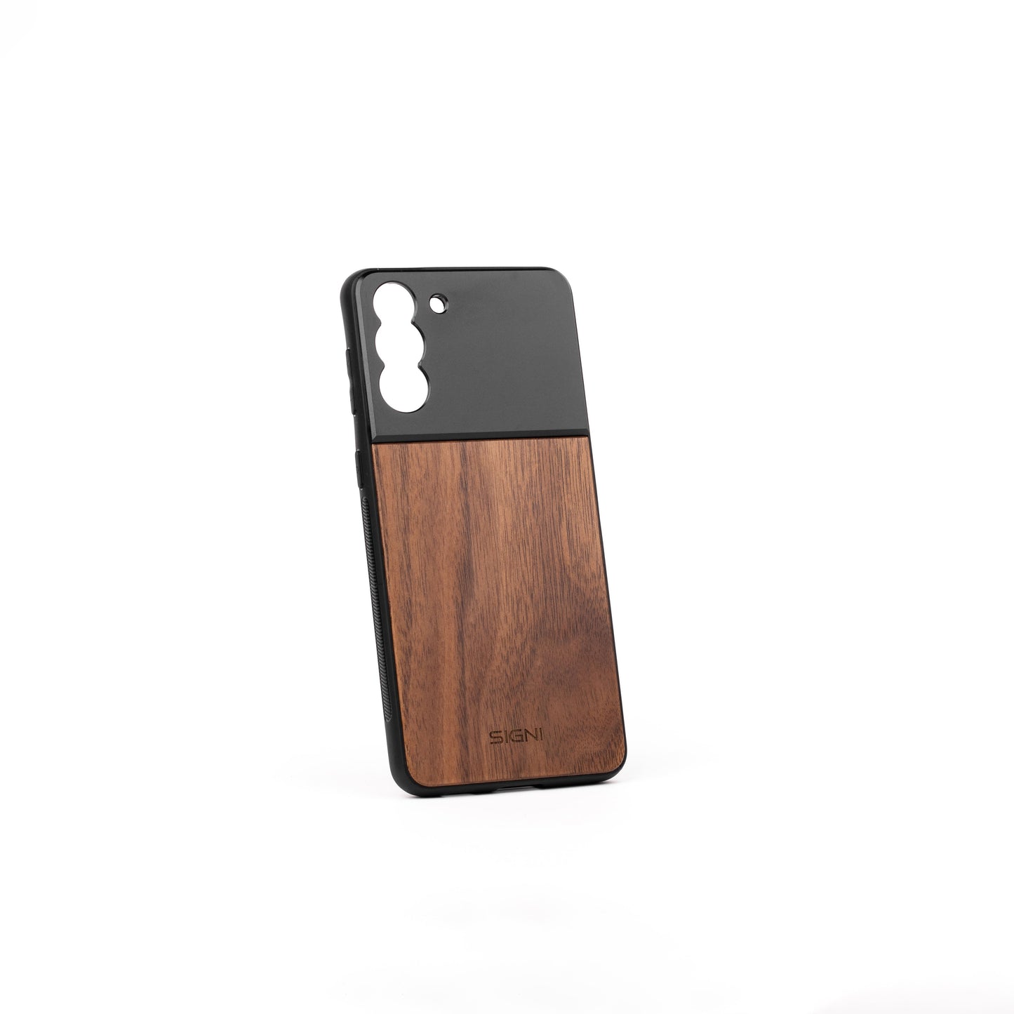 SKYVIK SIGNI One Plastic  Walnut Wood Mobile Lens case Black and Brown Samsung S21 Plus