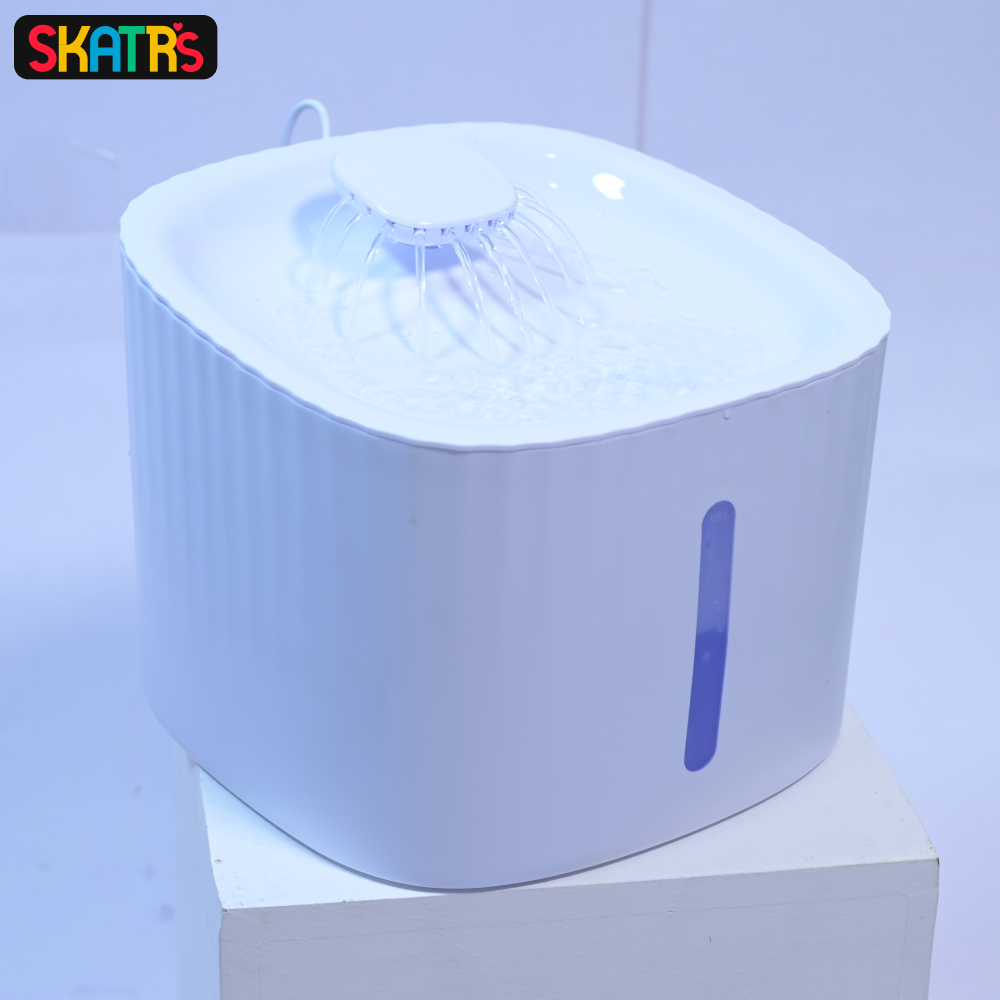 SKATRS Water Fountain with Adapter for Dogs and Cats White