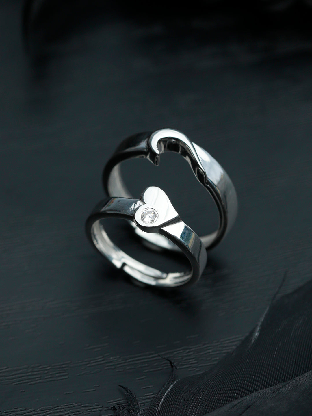 His  Her Heart Sterling Silver Couple Rings