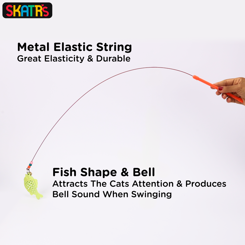 Skatrs Rod Spring with Fish Teaser Toy for Cats