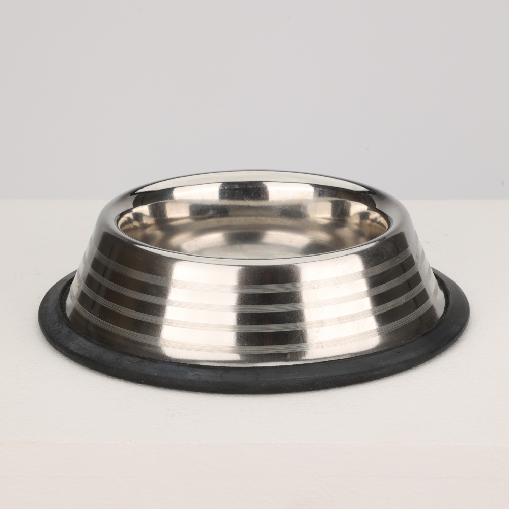 Skatrs Anti Skid Stainless Steel Striped Bowl for Dogs and Cats