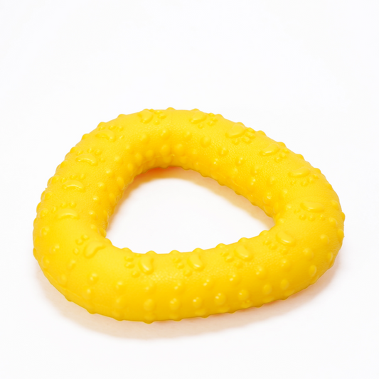 Skatrs Rubber Triangular Ring toy for Dogs and Cat  Yellow