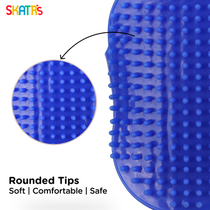 Skatrs Rubber Bristles Massage Hand Brush Comb for Dogs  Cats Blue