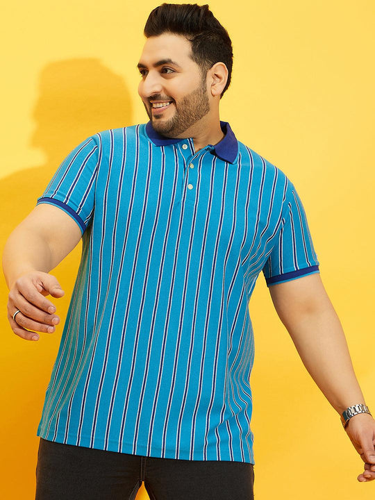 Men Plus Size Satordi Stripped Polo Tshirt