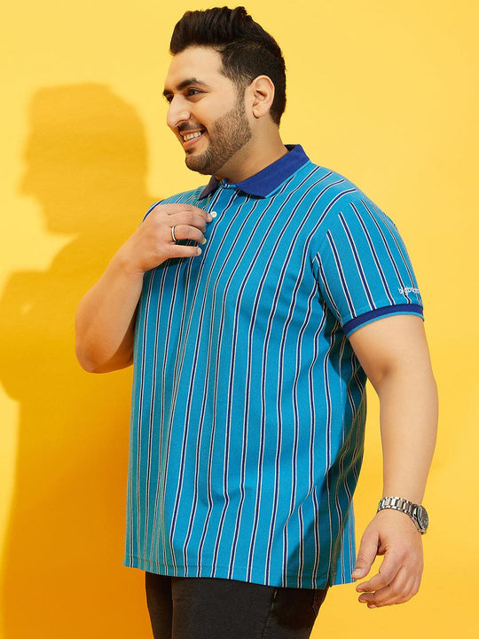 Men Plus Size Satordi Stripped Polo Tshirt