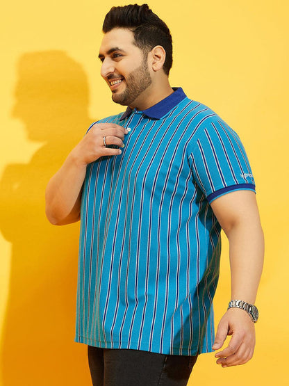 Men Plus Size Satordi Stripped Polo Tshirt