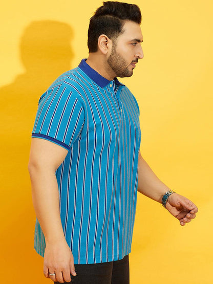 Men Plus Size Satordi Stripped Polo Tshirt