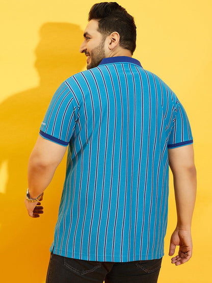 Men Plus Size Satordi Stripped Polo Tshirt