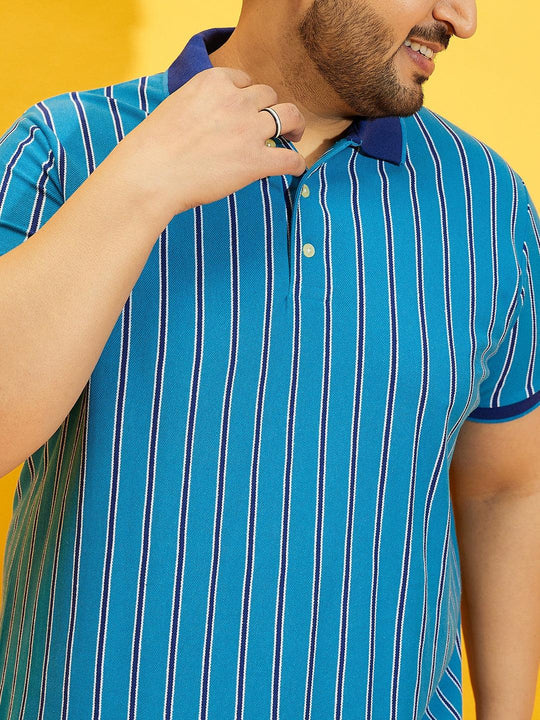 Men Plus Size Satordi Stripped Polo Tshirt