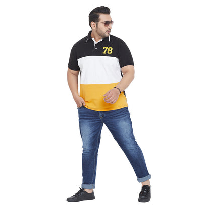 Men Plus Size Scarlet Colorblock Polo Tshirt