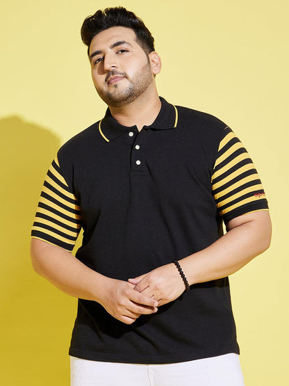 Men Plus Size Sello Coloblock Polo Tshirt