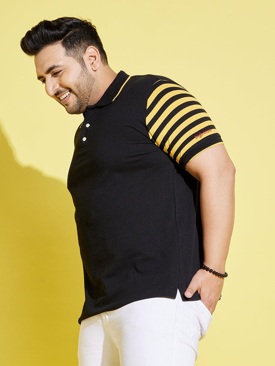 Men Plus Size Sello Coloblock Polo Tshirt