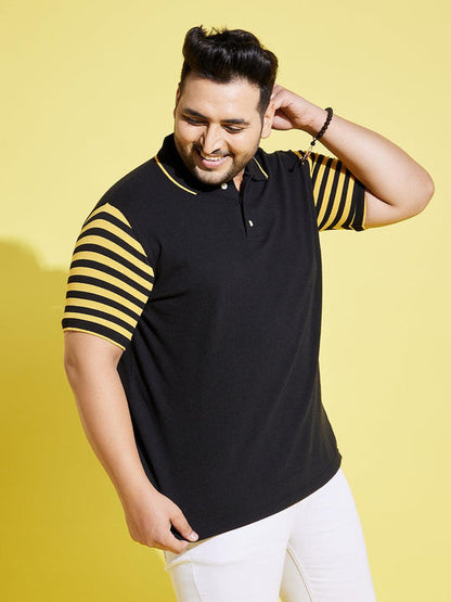 Men Plus Size Sello Coloblock Polo Tshirt