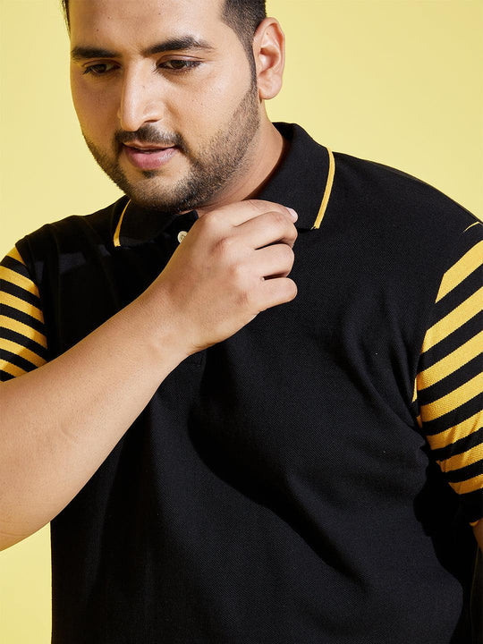 Men Plus Size Sello Coloblock Polo Tshirt