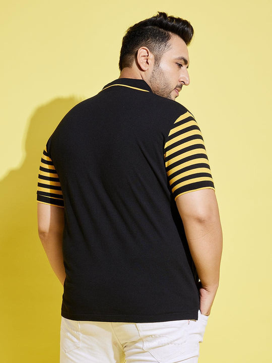 Men Plus Size Sello Coloblock Polo Tshirt