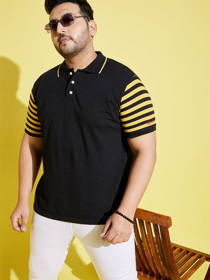 Men Plus Size Sello Coloblock Polo Tshirt