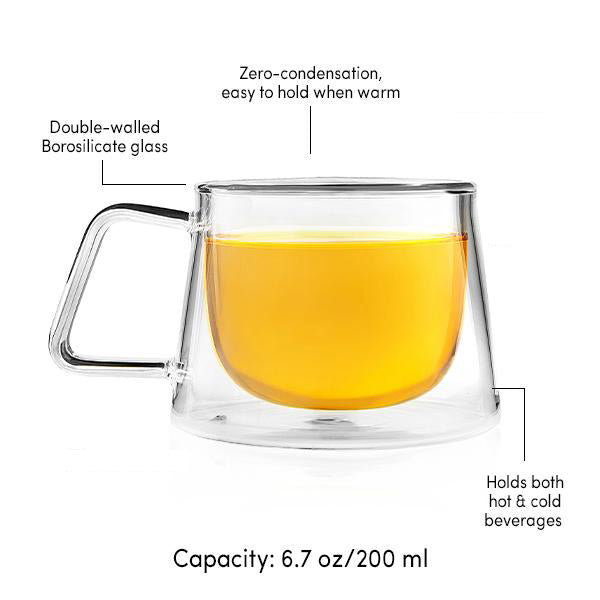 Shimmer - Borosilicate Glass Double Walled Teacups -  Set of 4