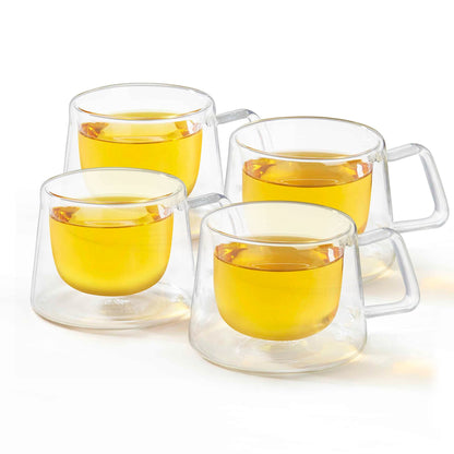 Shimmer - Borosilicate Glass Double Walled Teacups -  Set of 4