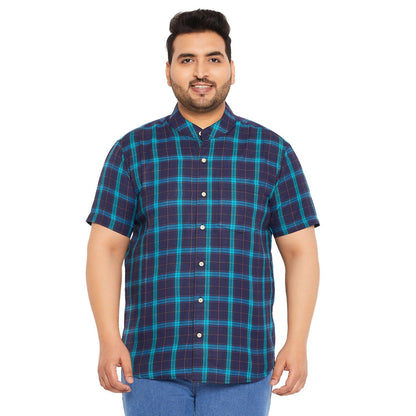 Men Plus Size Shrub Checked Shirt