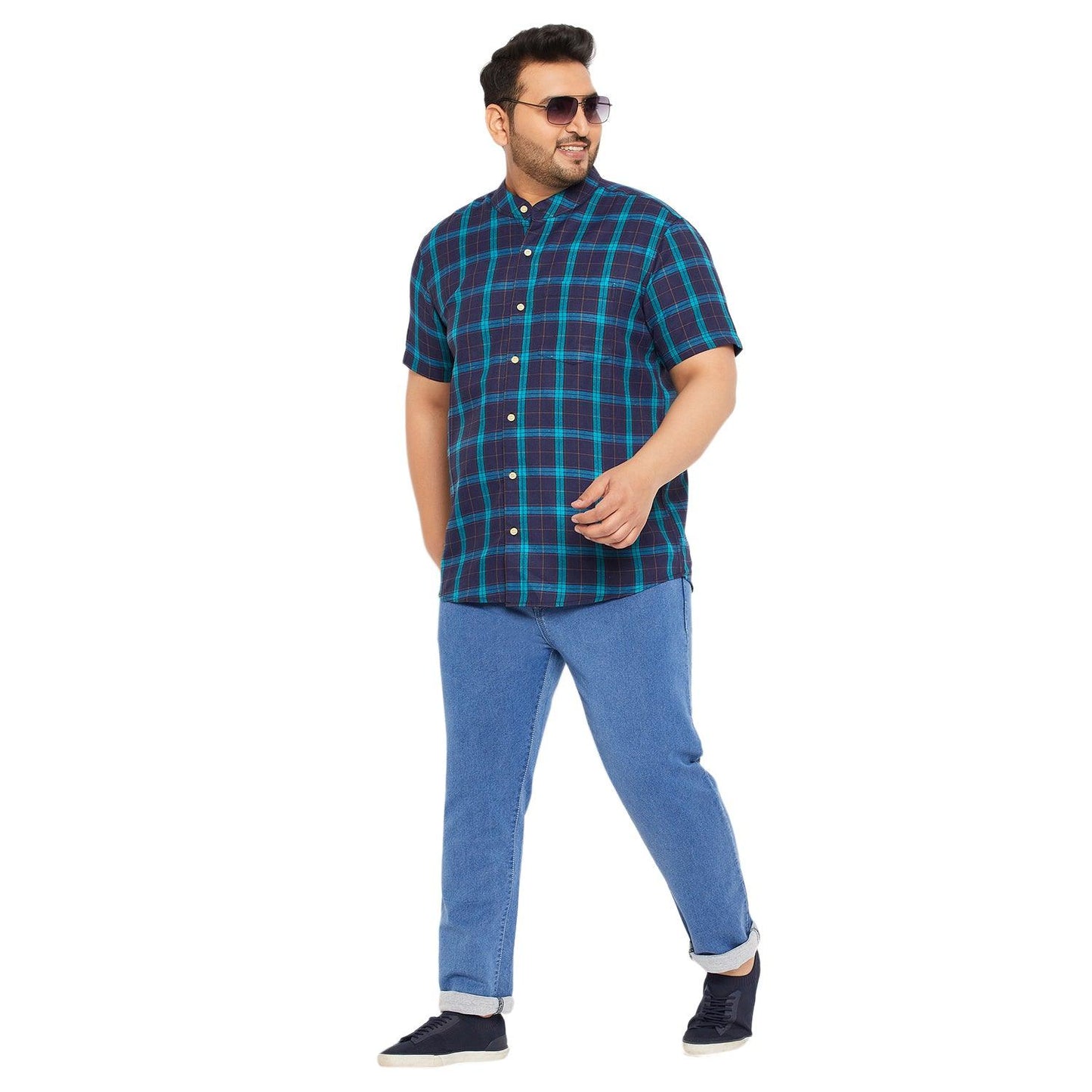 Men Plus Size Shrub Checked Shirt