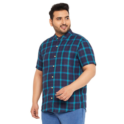 Men Plus Size Shrub Checked Shirt