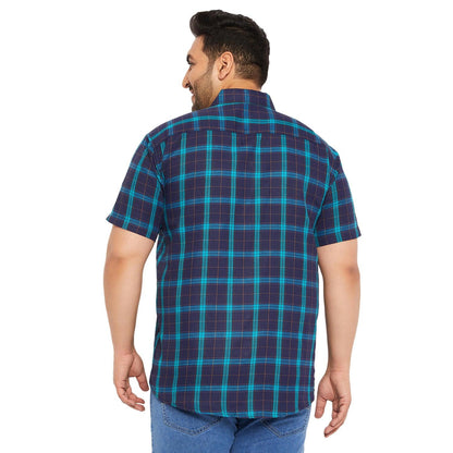 Men Plus Size Shrub Checked Shirt