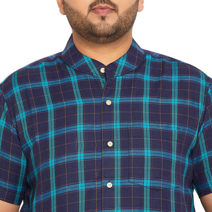 Men Plus Size Shrub Checked Shirt