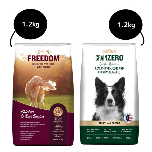 Signature Freedom Chicken and Rice and Grain Zero Real Chicken Egg and Vegetables Adult Dog Dry Food Combo