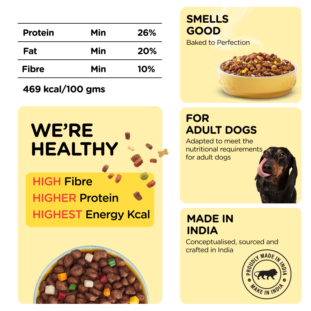 Henlo Chicken  Vegetable Baked Dry Food for Adult Dogs  100 human grade ingredients