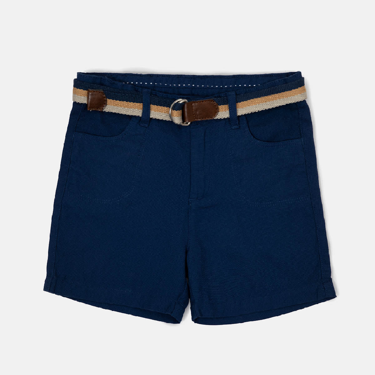 Deep Blue Oxford Shorts with Adjustable Belt