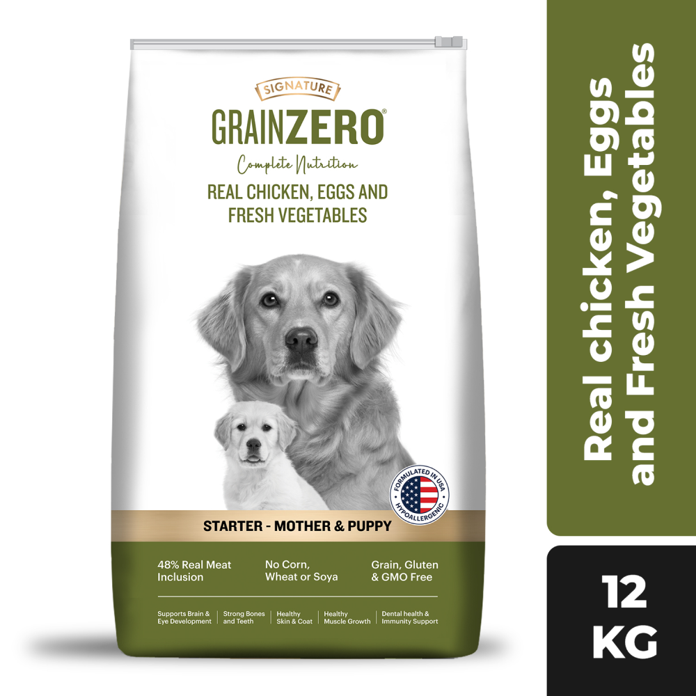 Signature Grain Zero Real Chicken Egg and Vegetables Mother and Puppy Starter Dog Dry Food