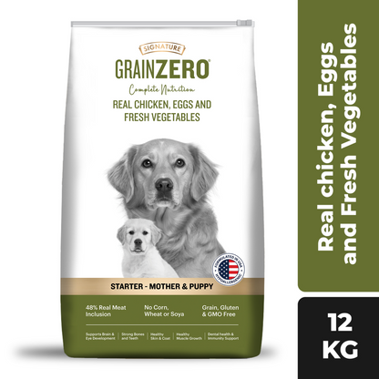 Signature Grain Zero Real Chicken Egg and Vegetables Mother and Puppy Starter Dog Dry Food