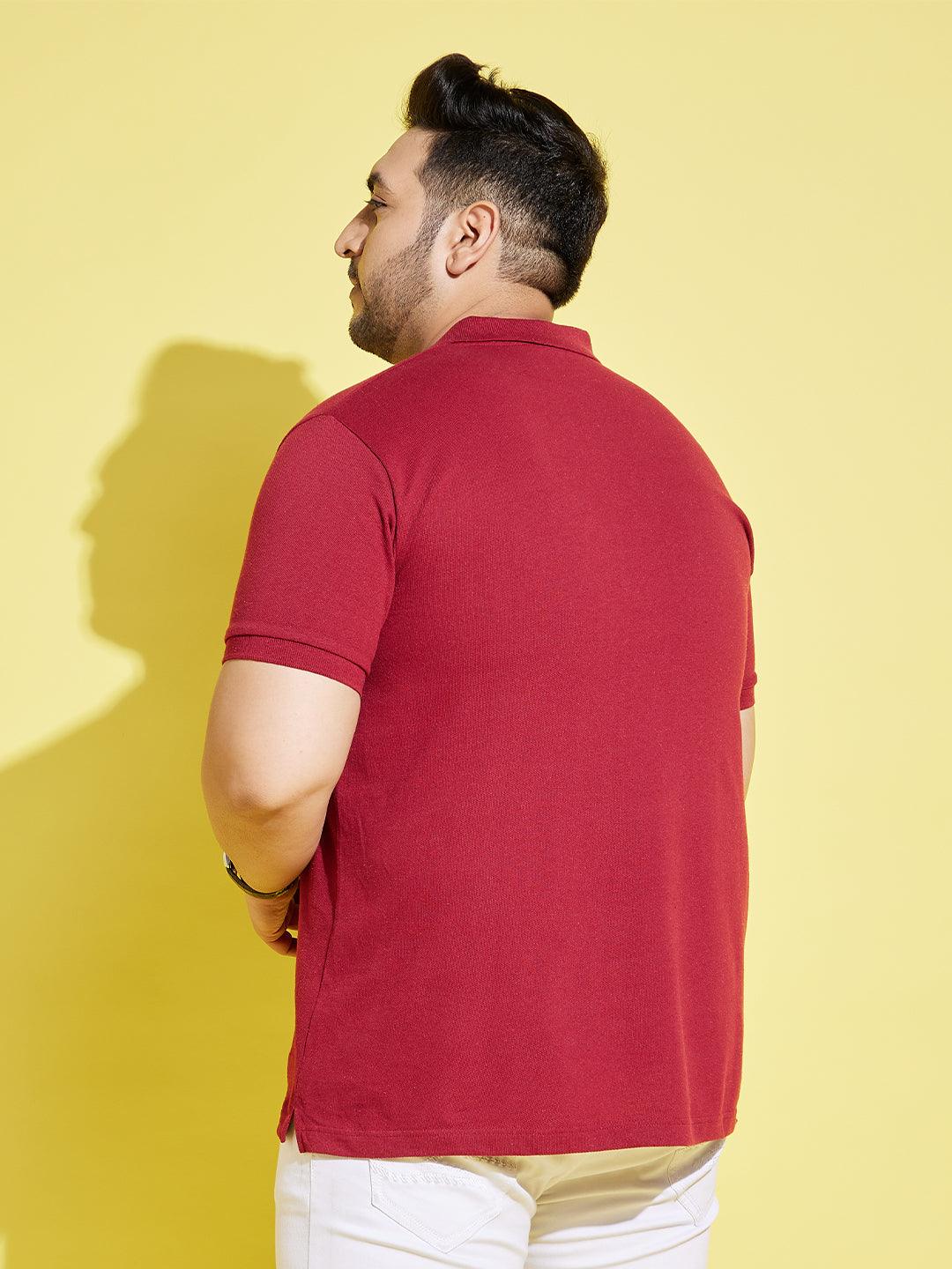 Men Plus Size Stubble Colorblock Polo Tshirt