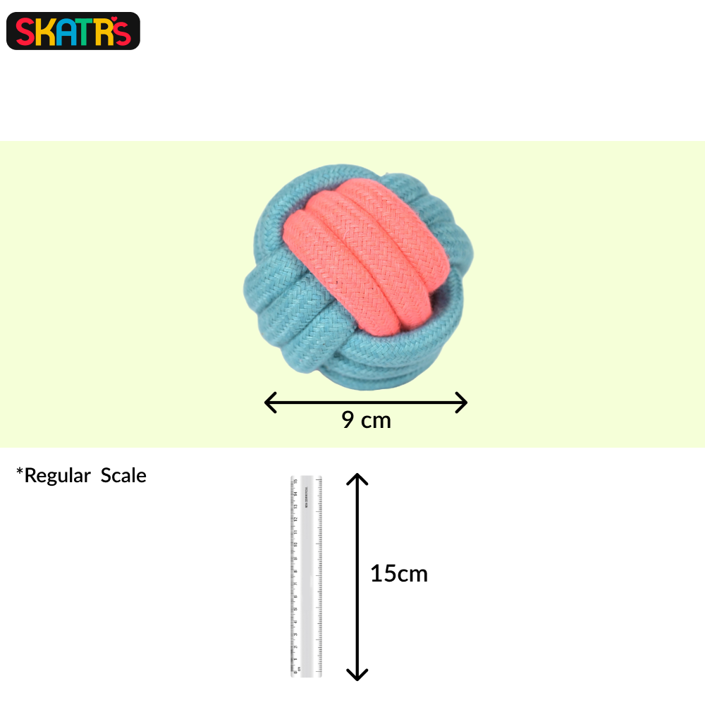 Skatrs Ball Shaped Rope Chew Toy for Dogs and Cats PinkSky Blue