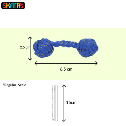 Skatrs Dumbbell Shaped Rope Chew Toy for Dogs and Cats BlueYellow