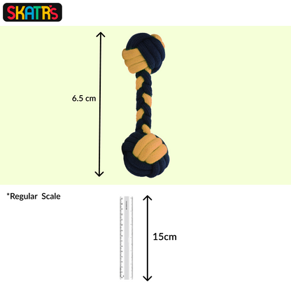 Skatrs Dumbbell Shaped Rope Chew Toy for Dogs and Cats BlueOrange