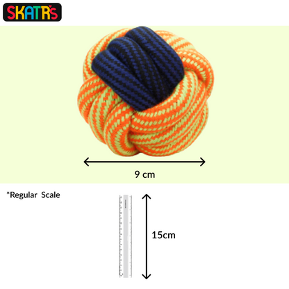 Skatrs Ball Shaped Twisted Rope Chew Toy for Dogs and Cats YellowBlue