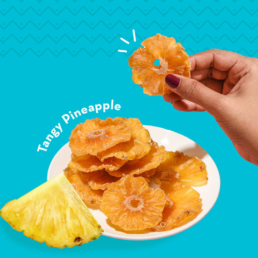 Tangy Pineapple Bytes  Sun-dried Pineapple Snack  100 Natural  150gms