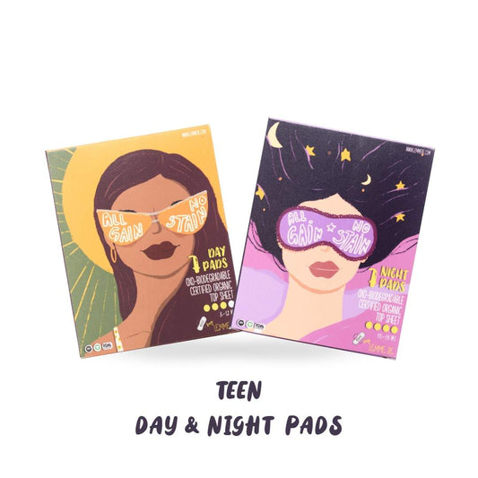 Combo of Lemme Be Teen Day Cotton Pads Pack of 7 and Teen Night Cotton Pads Pack of 7